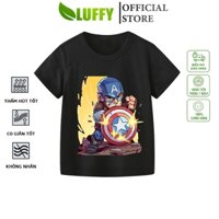 Áo thun bé trai Luffy Store cộc tay in hình Captain America chất cotton thoáng khí Quần áo trẻ em từ 8-35kg ALUF81