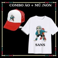 Áo thun bé trai mẫu Sans Undertale Biệt đội Gangster, đủ màu sắc, vải cotton thái-Kèm mũ lưỡi trai Sans ngầu