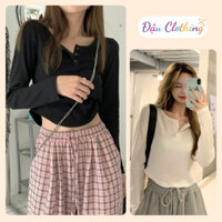 Áo Thun Bigsize Nữ Tay Dài Dáng Áo Coptop Vạt Bầu Cá Tính Vải Thun Gân Co Giãn G11