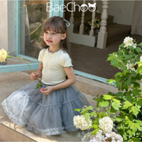 Áo thun bo viền sóng Baechoo cực xinh, mềm mịn, co giãn thoải mái, bé gái 1-6 tuổi diện xuân hè đi chơi, đi học cực yêu.