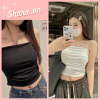Áo thun body hai dây tăm mảnh khoe vai trần sexy, áo thun tăm mát mẻ basic dễ mix match Shara SR754 KT