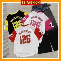 Áo thun bóng chày dáng dáng thể thao Form thụng, Hình in sắc sét T031