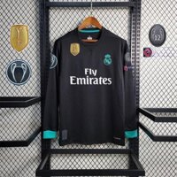 Áo Thun Bóng Đá Tay Dài Màu Đen Kiểu real madrid 2017 x7yy