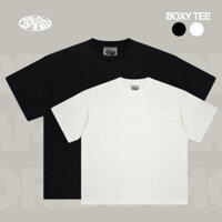 Áo Thun Boxy Basic Trơn Màu Trắng/Đen - Unisex Nam Nữ, Form Rộng, Cotton Thoáng Mát 250gsm