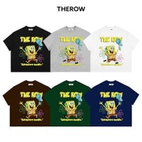 Áo Thun Boxy Local Brand THEROW Tay Ngắn Cotton "Patrick & Spongebob " Hoạt Hình Bọt Biển Ver2 Unisex Nam Nữ Hot Trend