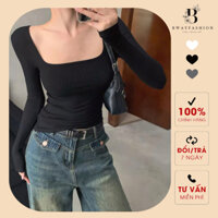 Áo Thun Bway Croptop Tay Dài Trễ Vai Ôm Body, Áo Croptop Kiểu Sexy Chất Thun Borip Dày