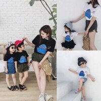 Áo thun cá mập mẹ và bé