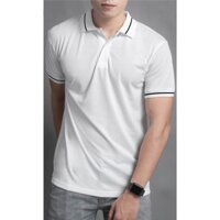 ÁO THUN CÁ SẤU MÀU TRẮNG VIỀN SỌC ĐEN