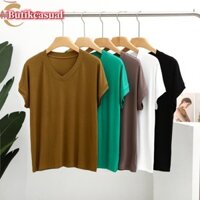 Áo Thun Cánh Dơi Cổ Chữ V Chất Liệu cotton Thời Trang Mùa Hè Cho Nữ