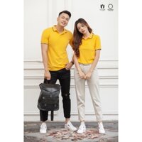 Áo thun cặp có cổ, Áo thun đôi ,đồ đôi hàn quốc cao cấp đẹp giá rẻ áo thun cổ màu vàng TCS [ HOT ]