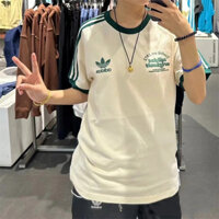 Áo thun cặp đôi thông thường Adidas Áo thun cổ tròn dáng rộng đơn giản tay ngắn