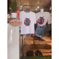 Áo thun cặp trắng tay lỡ