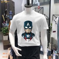 Áo Thun Captain America 🔹[Freeship]🔹 Áo In Hình Marvel Tay Ngắn Size M-XL Cho Nam Nữ Mã MV050 Cotton 100%