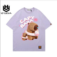 Áo thun CapyBara 2508 HY KOREA unisex phom rộng vải cotton 65/35