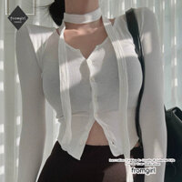 Áo thun cardigan ngắn ôm sát khí chất