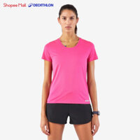 Áo thun chạy bộ nữ thoáng khí kiprun hồng neon Decathlon KALENJI mã 8817406