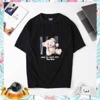 Áo thun cho bé gái size đại 13-20 tuổi hình Gấu và chữ nice, Áo cộc tay trẻ em vải cotton co giãn thấm hút mồ hôi