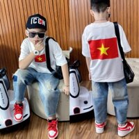 Áo thun cho bé hình cờ đỏ sao vàng Việt Nam, áo lá cờ tổ quốc, áo thun gia đình.TPKIDS.[M810]