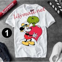 Áo thun Chuột Mickey Minnie Mouse - Hoạt hình - Unisex - Tay lỡ - Nam nữ - Lilymall.net Log 54 - 110
