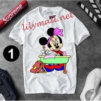 Áo thun Chuột Mickey Minnie Mouse - Hoạt hình - Unisex - Tay lỡ - Nam nữ - Lilymall.net Log 54 - 048