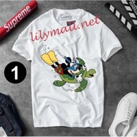 Áo thun Chuột Mickey Minnie Mouse - Hoạt hình - Unisex - Tay lỡ - Nam nữ - Lilymall.net Log 54 - 038