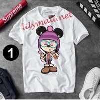 Áo thun Chuột Mickey Minnie Mouse - Hoạt hình - Unisex - Tay lỡ - Nam nữ - Lilymall.net Log 54 - 078
