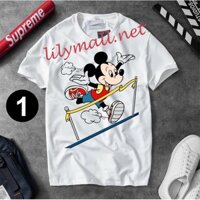 Áo thun Chuột Mickey Minnie Mouse - Hoạt hình - Unisex - Tay lỡ - Nam nữ - Lilymall.net Log 54 - 096