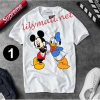 Áo thun Chuột Mickey Minnie Mouse - Hoạt hình - Unisex - Tay lỡ - Nam nữ - Lilymall.net Log 54 - 013