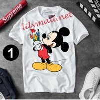 Áo thun Chuột Mickey Minnie Mouse - Hoạt hình - Unisex - Tay lỡ - Nam nữ - Lilymall.net Log 54 - 005
