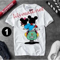 Áo thun Chuột Mickey Minnie Mouse - Hoạt hình - Unisex - Tay lỡ - Nam nữ - Lilymall.net Log 54 - 045