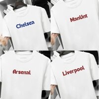 Áo Thun CLB Ngoại Hạng Anh chữ ngực bản mới 2025 Chelsea Arsenal Mu Liverpool Cổ tròn cotton thoáng mát