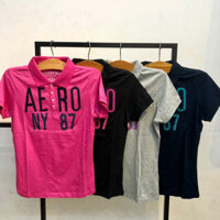 Áo Thun Cổ Bâu Nữ Vải Cotton Thêu Chữ Nổi Ôm Body Tôn Dáng