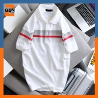 ÁO THUN CỔ BẺ THỜI TRANG NAM PHỐI SỌC NGANG TRƯỚC NGỰC, TAY BO VIỀN - LZPS152 - Đỏ - M