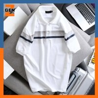 ÁO THUN CỔ BẺ THỜI TRANG NAM PHỐI SỌC NGANG TRƯỚC NGỰC, TAY BO VIỀN - LZPS152 - Đen - XL