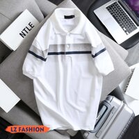 ÁO THUN CỔ BẺ THỜI TRANG NAM PHỐI SỌC NGANG TRƯỚC NGỰC, TAY BO VIỀN - LZPS152 - Đen - XXL