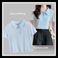 Áo thun cổ bẻ xanh trời, áo polo chất đẹp- taobao có sẵn