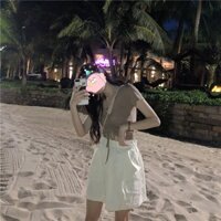 Áo thun cổ chữ V dây rút [order 10-15 ngày] Hình thật ở cuối ảnh