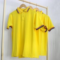 Áo Thun Có Cổ Cá Sấu 4 Chiều Polo Màu Vàng Phối Cổ Và Bo Tay 3 Sọc THOITRANG24H Phom Xuông Đồng Phục Dùng Chung Nam Nữ - Size M
