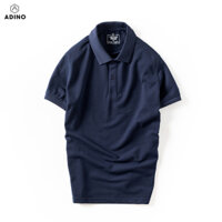 Áo thun có cổ nam màu xanh đen phối viền chìm ADINO vải cotton polyester mềm dáng slimfit công sở trẻ trung AP86 - Xanh đen - L