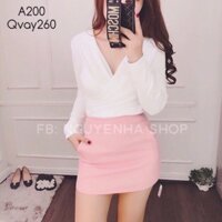 Áo thun cổ đắp chéo tay dài