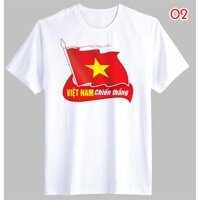 Áo Thun Cờ Đỏ Sao Vàng In Hình Việt Nam Chiến Thắng Áo Bóng Đá THOITRANG24H - Mẫu 2,L