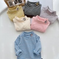Áo thun cổ lọ cho bé, áo thun trẻ em bằng vải nỉ, áo thun dài tay thu đông cao cổ giữ nhiệt siêu ấm