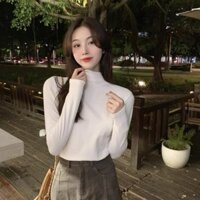 Áo thun cổ lọ dài tay nữ phong cách Hàn Quốc HIHA61 Áo body tay dài cổ lọ màu trơn/ Dễ mix đồ giữ nhiệt tốt