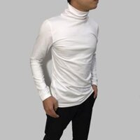 Áo thun cổ lọ nam tay dài giữ nhiệt KING  - Trắng,L  60 - 70 kg 1m70