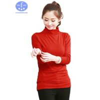 Áo thun cổ lọ nữ tay dài, Áo cổ lọ nữ  dài tay Facioshop TW14