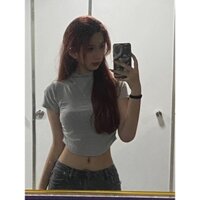 Áo Thun Cổ Lọ Tay Ngắn / Áo Thun / Nữ / Mùa Hè / Tinh Khiết / Cô Gái Nóng / Thiết Kế Không Đều / Bó Sát / Mỏng / Áo Quyến Rũ / ins