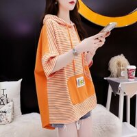 Áo Thun Có Mũ Tay Ngắn Dáng Rộng Phong Cách Hàn Quốc Cho Nữ
