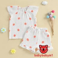 Áo thun có mũ trang phục hoa bé gái Bab-Baby + Quần short xếp nếp lưng co giãn