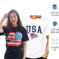 Áo Thun Cờ Mỹ - USA Form Nam Nữ, Cotton Thoáng Mát