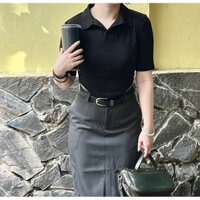 Áo Thun Cổ Polo Vạt Bầu Tay Lỡ Vee Top - BlueMoon.